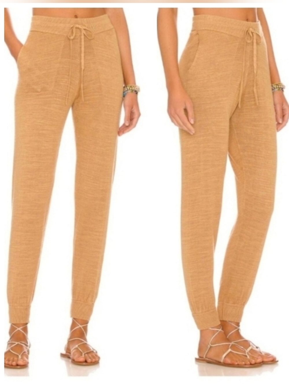 L*SPACE Azores Sweatpant Joggers in Toffee Linen Blend Size‎ Medium